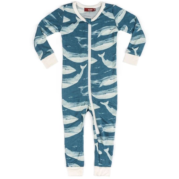 Milkbarn Other - Milkbarn blue whale bamboo zipper pajama